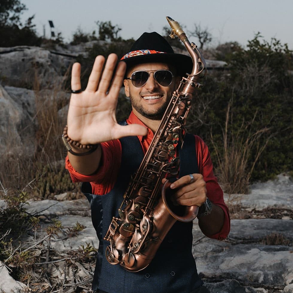 Victor Jazz wedding saxophonist Cyprus — elegant portrait