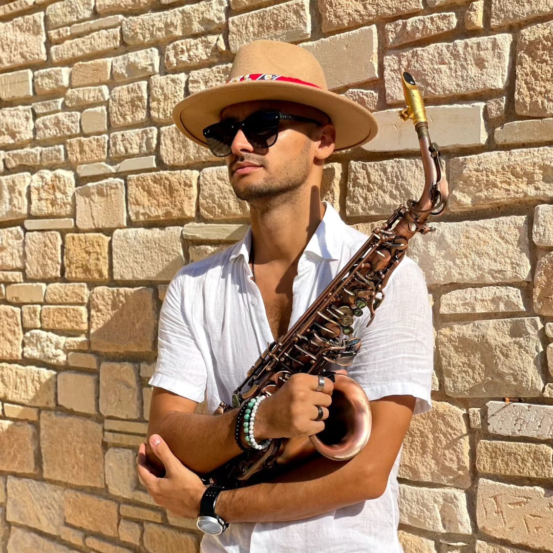 Victor Jazz saxophone musician outdoor portrait Cyprus